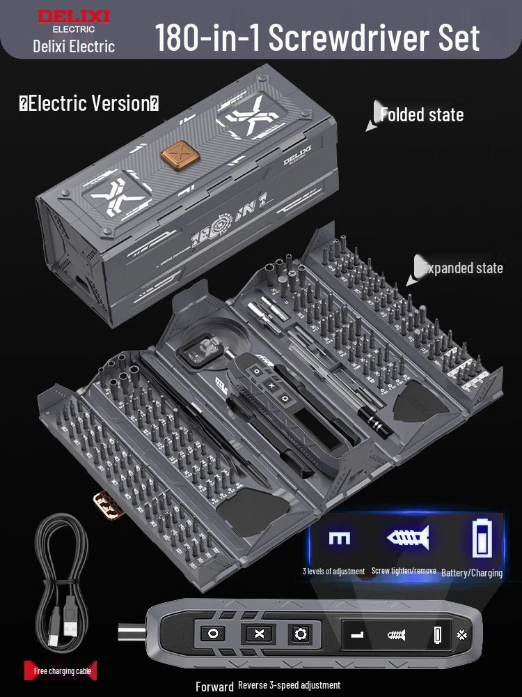 Delixi Electric Multifunktionales Schraubendreher-Set für Elektronik und Staubentfernung