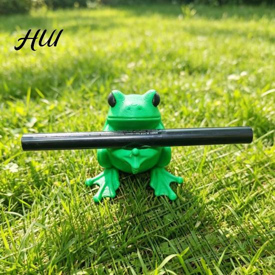 Unique Pen Stand 3D Printed Cute Frog Holder, Bright Green with Pen-Grabbing Structure, Holder Anti-Slip Desktop Organizer for Pens & Makeup Brushes,