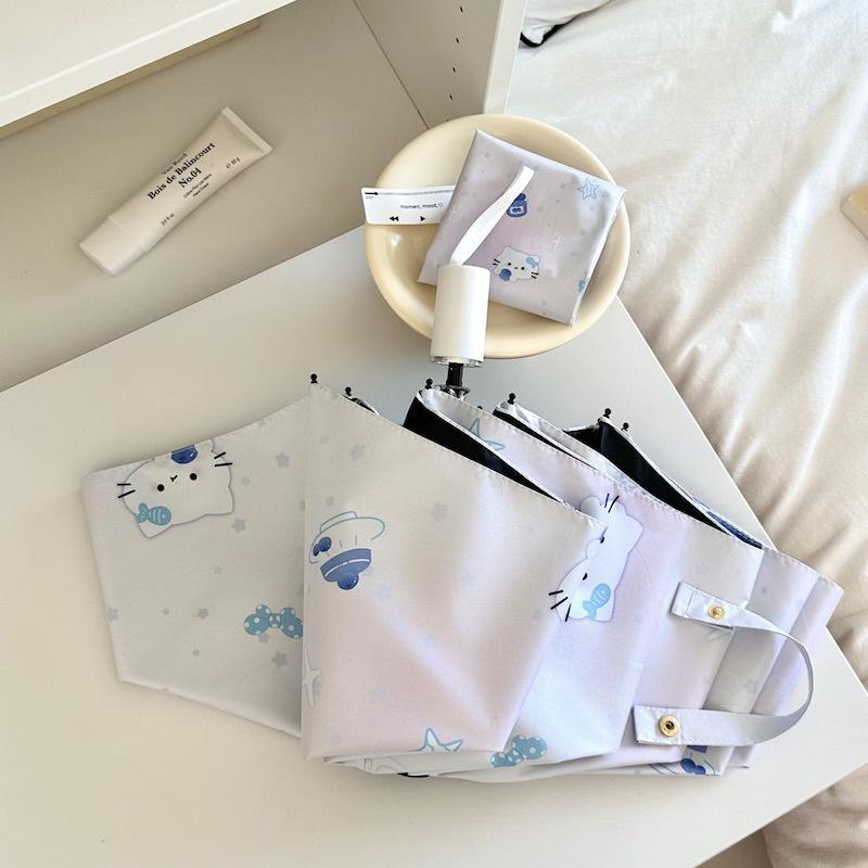 

Blueberry Kitty Women s Dual-Use Automatic Folding Umbrella - Black Glue, Sun & Rain Protection, UV Resistant.