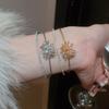Armreif Blume Weit Offen Armspange Zirkon Übertriebenes Armband Einzigartige Blumenmanschette Armreifen Frauen