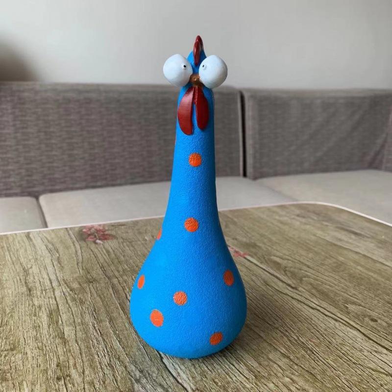 

Long-necked big-eyed chicken ornaments, garden decoration ornaments, resin gardening, garden handicrafts, creative decoration синий