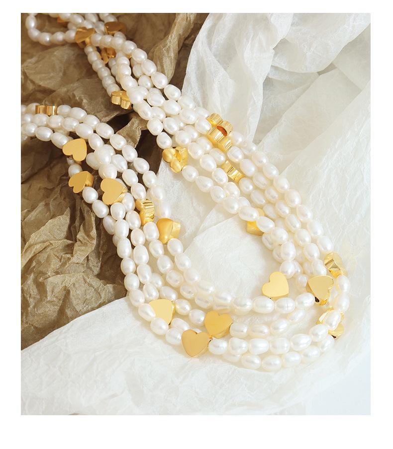 Korean Sweet Peach Heart & Pearl Titanium Necklace