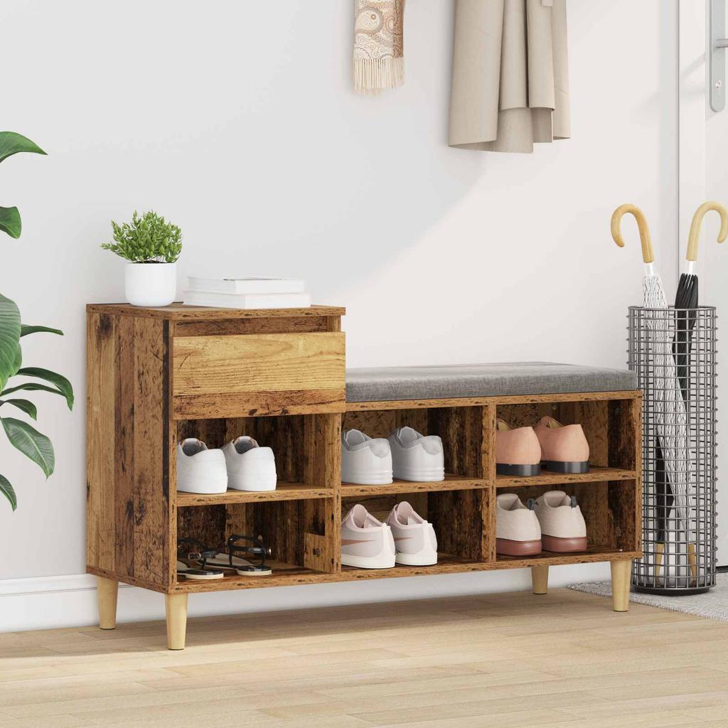 Shoe Cabinet in Vintage Wood Look 102 x 36 x 60 cm Engineered Wood