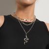 Europe, America, hip hop trend cross chain sequined accessories women, personalized multi-layer golden snake pendant necklace