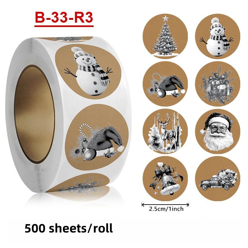 Round Christmas Stickers Christmas Theme Stickers For Cookie Bags Party Supplies Candy Bags
