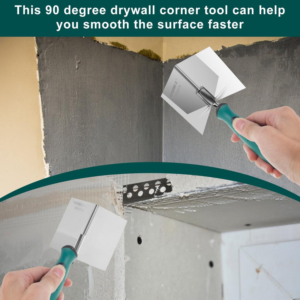 2Pcs Drywall Corner Tool Set 3 Inch Stainless Steel Inside and Outside Corner Trowel Drywall Corner Knife for Corner Finishing