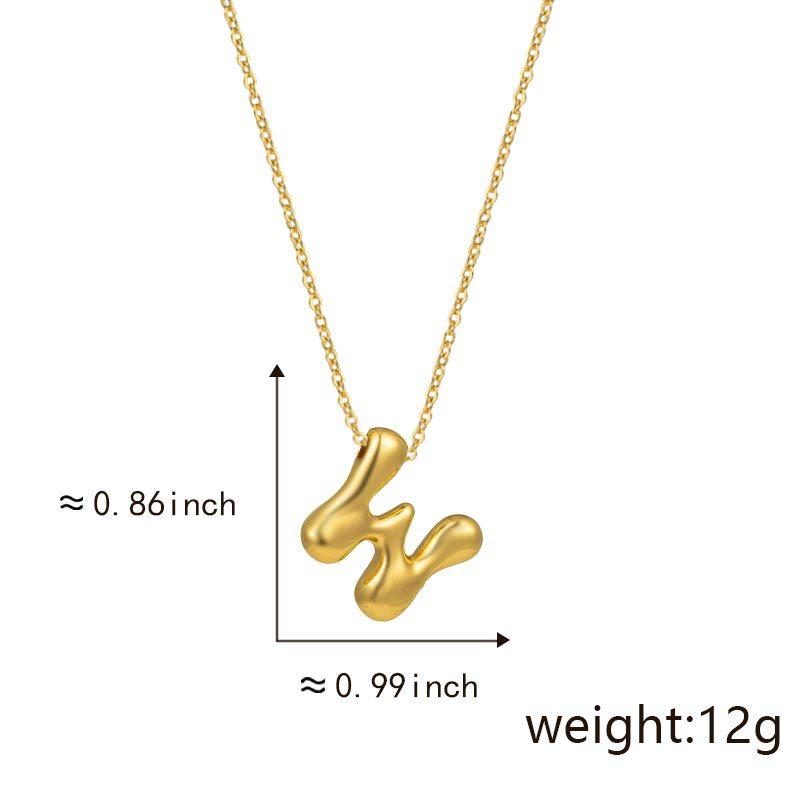 Cute Smooth Letter Necklace, Chubby Pendant, European and American Fashionable and Simple Collarbone Chain