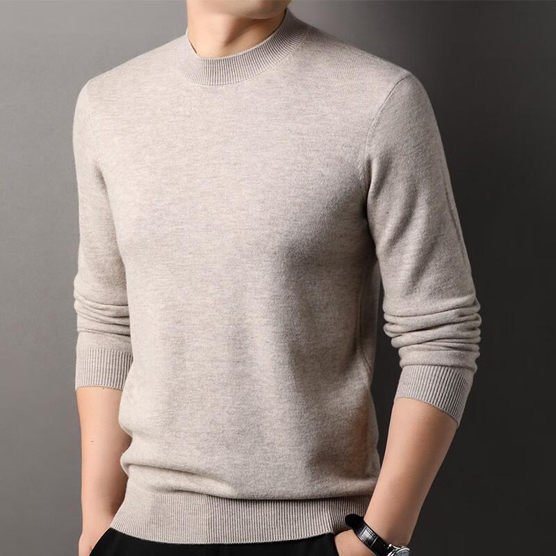 Hengyuanxiang Men's 100% Pure Wool Round Neck Sweater