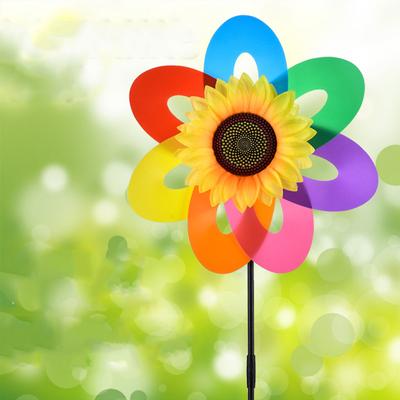 Bunte Girlande Sonnenblume Windmühle Wasserdicht Outdoor Gartendekoration Standortgestaltung Windräder