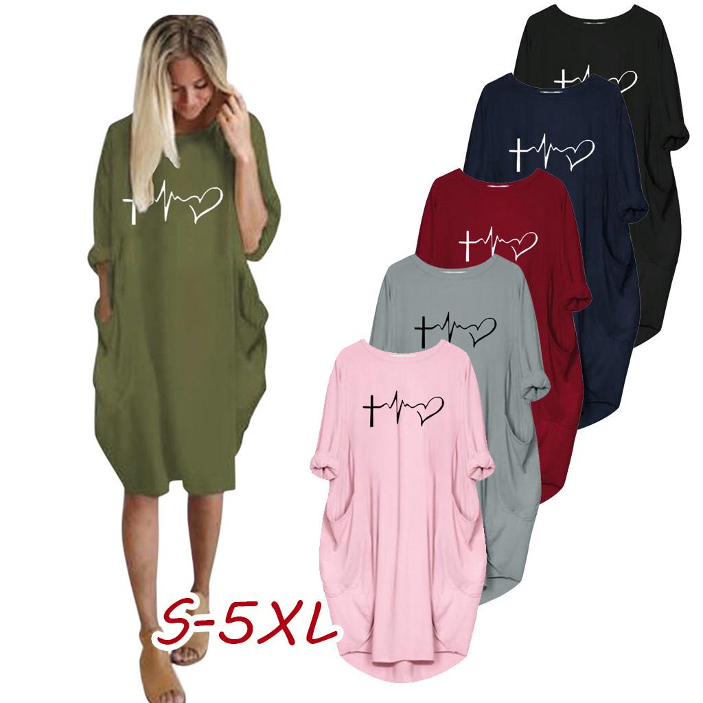 

Женский джемпер, женский негабаритный мешковатый пуловер с длинными рукавами и карманами, мини-платье