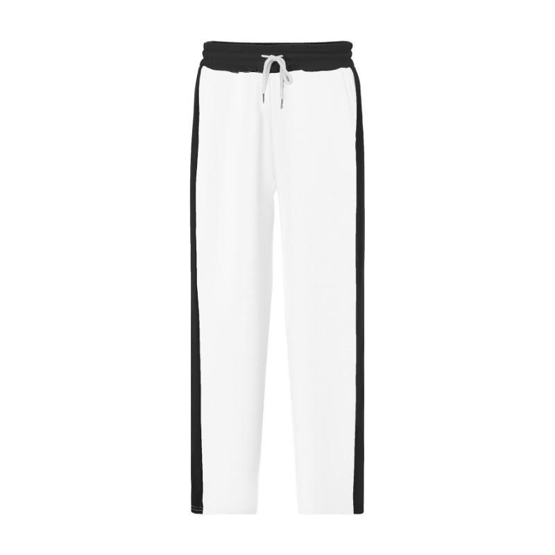 Fashion trousers men's trousers autumn and winter splicing colour collision loose straight drawstring casual trousers men