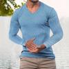 Mens V Neck Long Sleeve Shirts Solid Color Textured Dressy Sweaters Blouses Fall Fashion Loose Outfits 2025