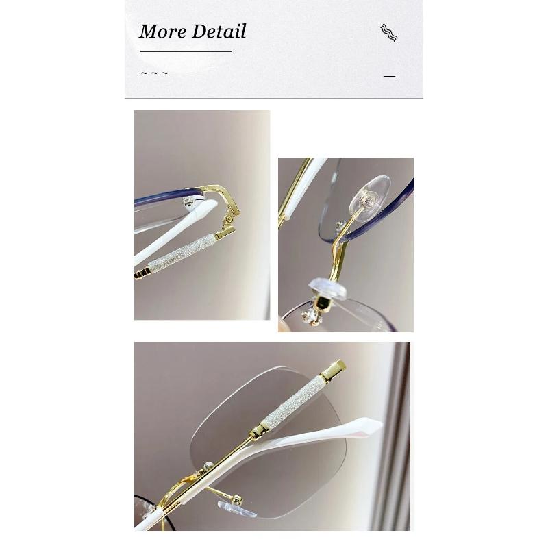 Women's Photochromic Sunglasses Rimless Prescription Glasses Graduated Optical Lenses Myopia Minus
