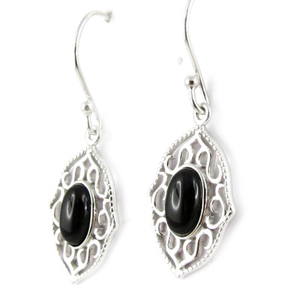 Les Trésors De Lily [L0458] - Silberohrringe 'Sappho' Silber schwarz - 20x13 mm