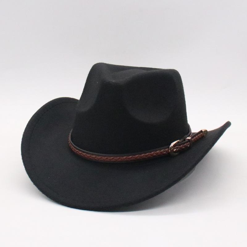 Tibetan Woolen Top Hat Thickened Woolen Felt Hat Xizang Large Edge Belt Hat Men'S And Women'S Spring And Autumn Western Cowboy Hat