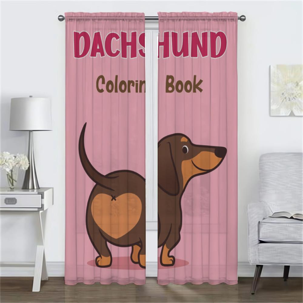Dackel Fenster Vorhang für Zimmer 2 Paneele Modern Wohnzimmer Vorhänge Jalousien Heim Innenvorhänge Trennwand Tüll für Schlafzimmer
