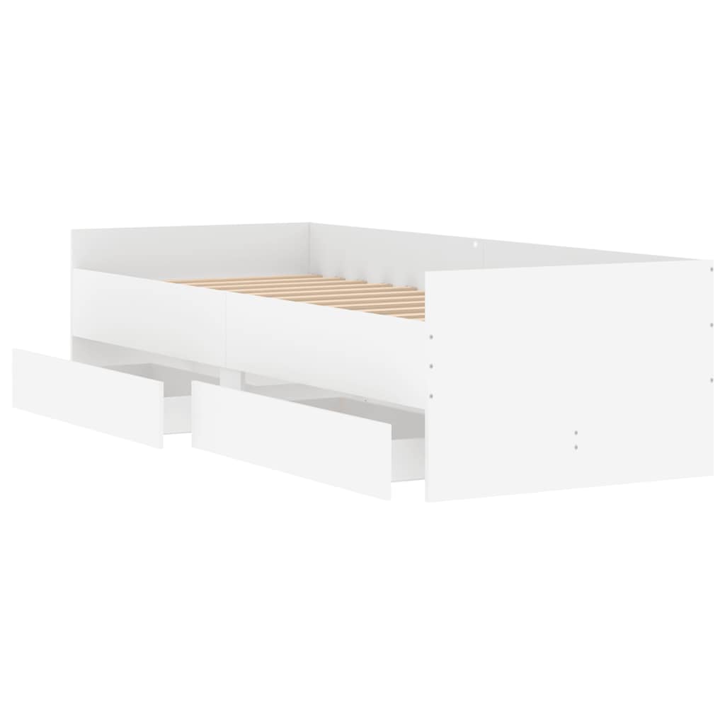 Bed Frame with Drawers White 90 x 190 cm