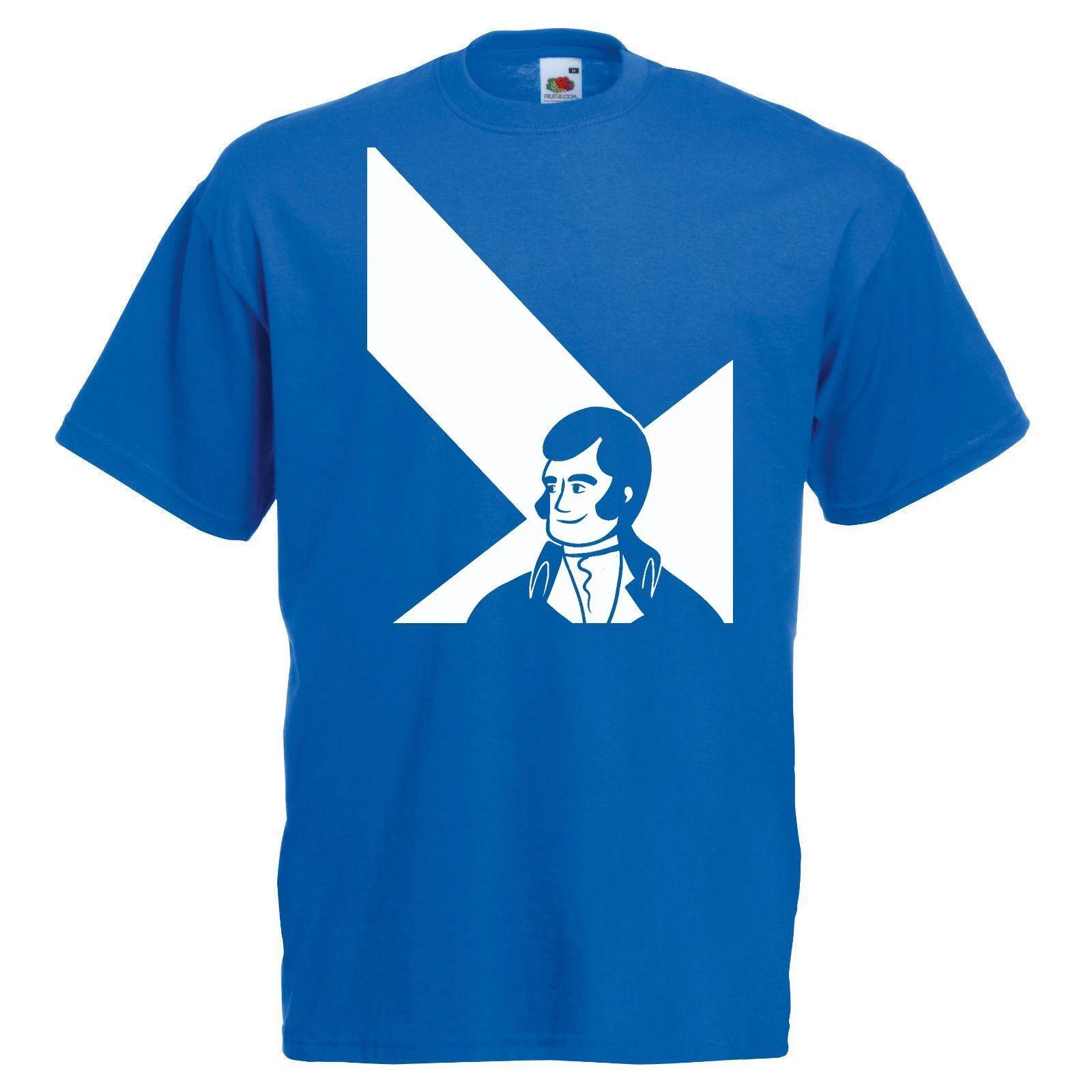 

Adults Robert Burns Saltire Scotland Poet Burns Night Unisex Blue 100% Cotton T-shirt Mens Tees Top S