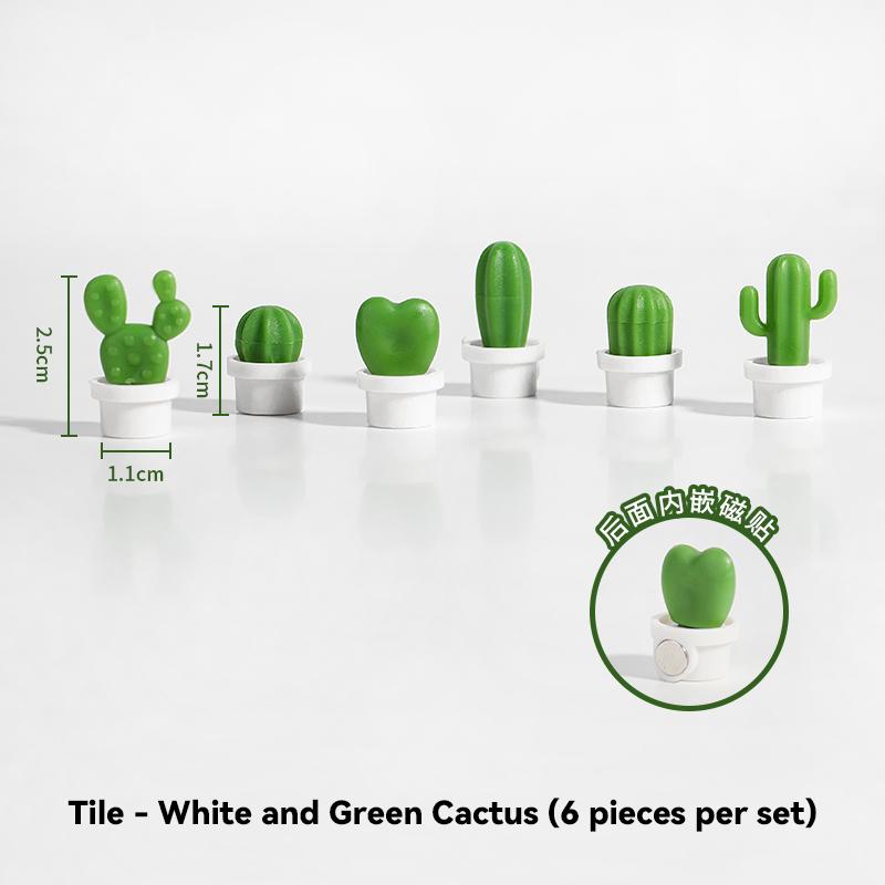 6pcs Cactus Magnetic Message Refrigerator Magnet Green Plant Potted Magnet Cactus Ball Three-dimensional Refrigerator Magnet