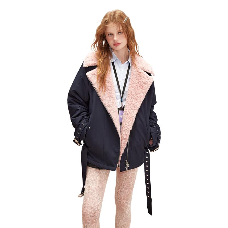 

UNIFREE Retro Detachable Tie Fashion Coat L