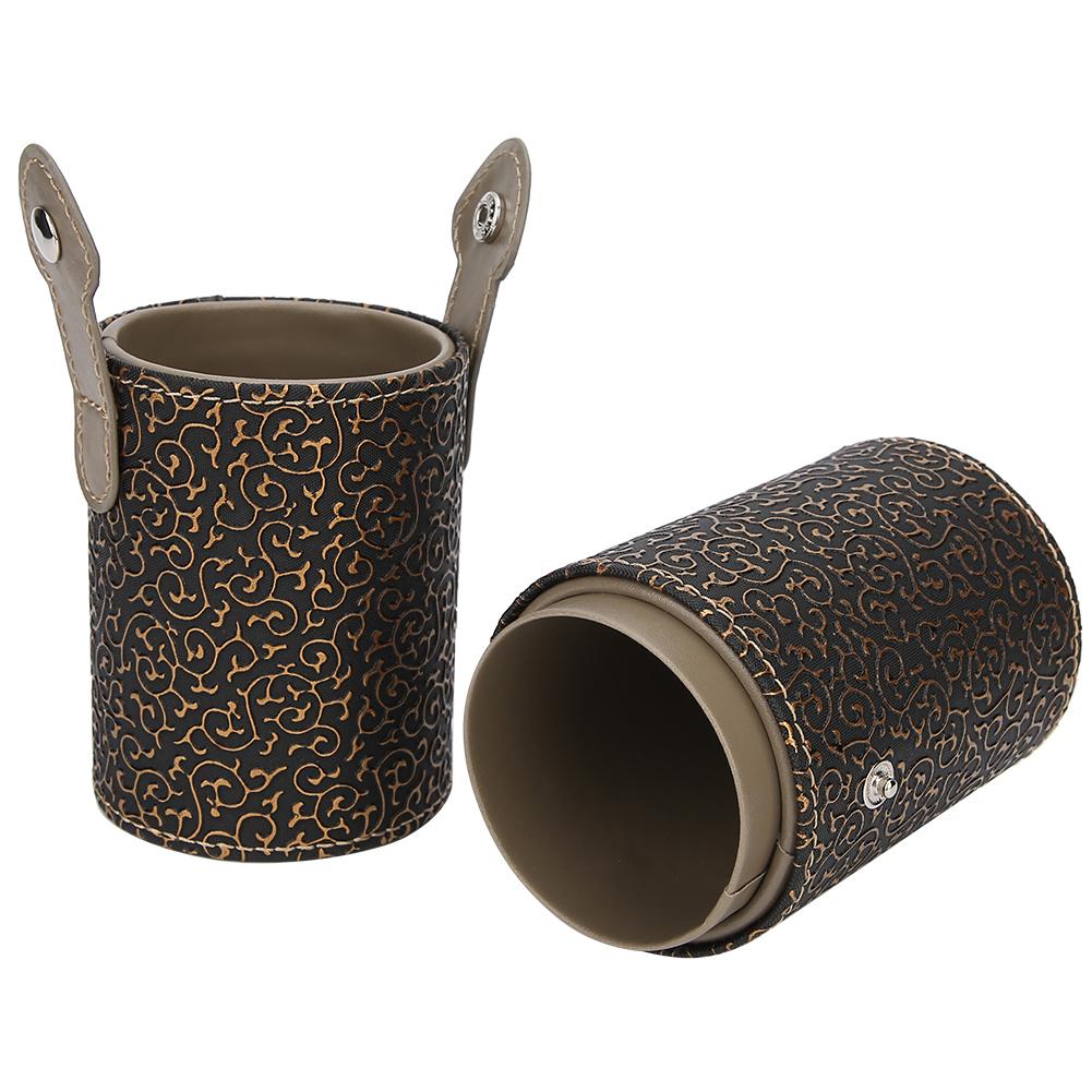 

Portable PU Leather Makeup Brush Cup Tube Holder Travel Cosmetic Container Tool Brown