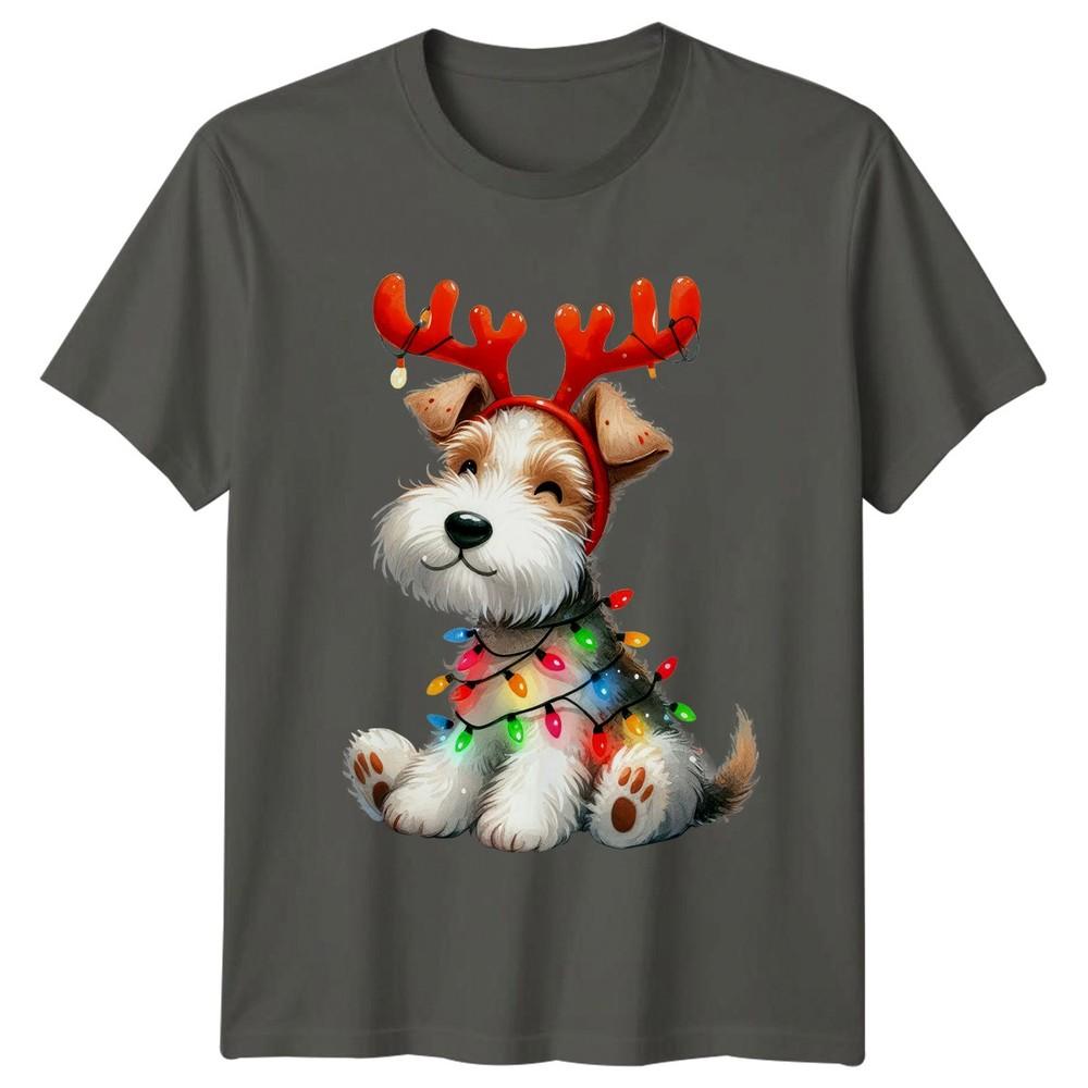 Dog Christmas Lights Reindeer Holiday Unisexs Unisexs Graphic Tee S