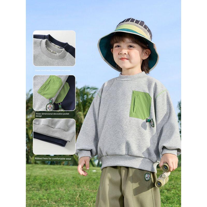 Right European Style Boys' Spring Clothing Compass Series Sweatshirt 2026 New Clothes Children's Clothing Baby Spring Tops