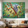 Vivid Tropical Koala and Colorful Parrot Jungle Mural Tapestry Wall Hanging Bohemian Safari Art for Modern Home Decor Decoration