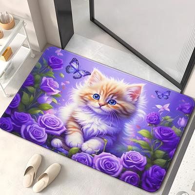 1 Pezzo Tappeti da Cucina Antifatica Zampe di Gatto Stampa Floreale Impermeabile Antiscivolo Spesso Ammortizzato Tappetino da Cucina Resistente Comfort Tappetino per Stare in Piedi per Cucina