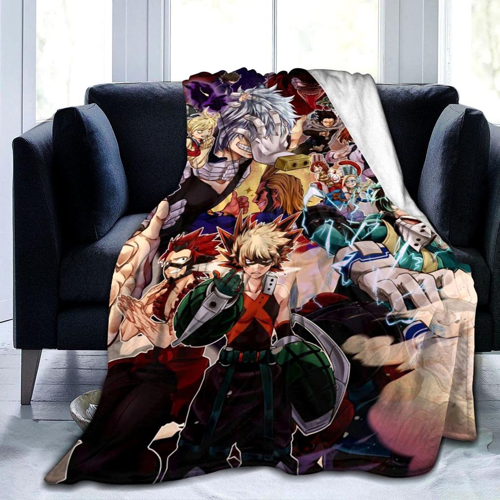 My Hero Academia Anime Characters Super Soft Flannel Throw Blanket 3D-Printed Cartoon Blanket Warm Soft Bedspread Home Decor