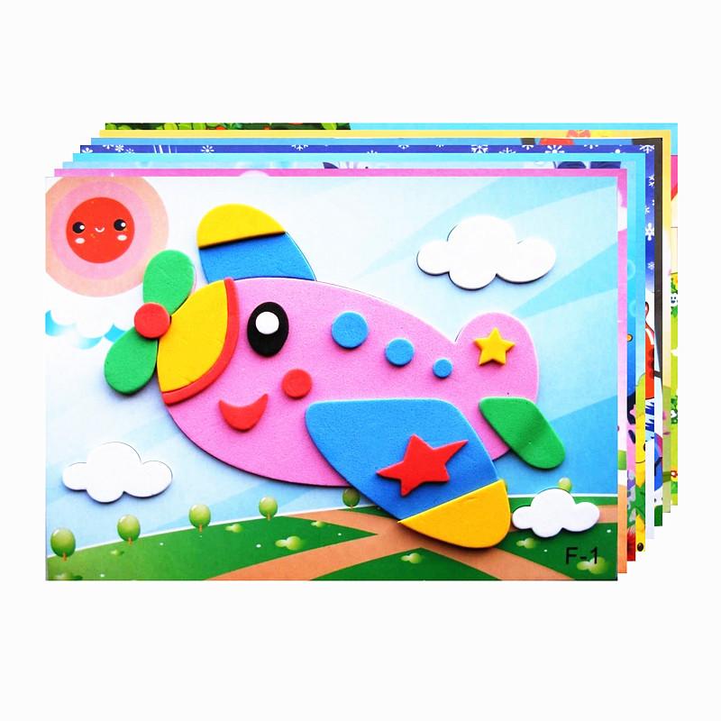 1-10PCS Kids DIY Cartoon Animal 3D EVA Foam Sticker Puzzle Handmade Early Learning Educational Toys for Children Craft Gift