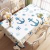 1pc Tablecover with Blue Anchor and Snowflake Pattern Tablecloth | Soft and Stylish, Machine Washable, Material, Perfect for Dining Tables, Coffee Tab