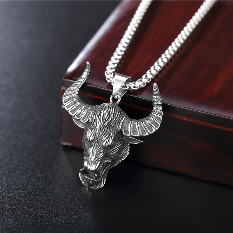 Domineering Bull Head Necklace Pendant 60CM(Necklace Long)