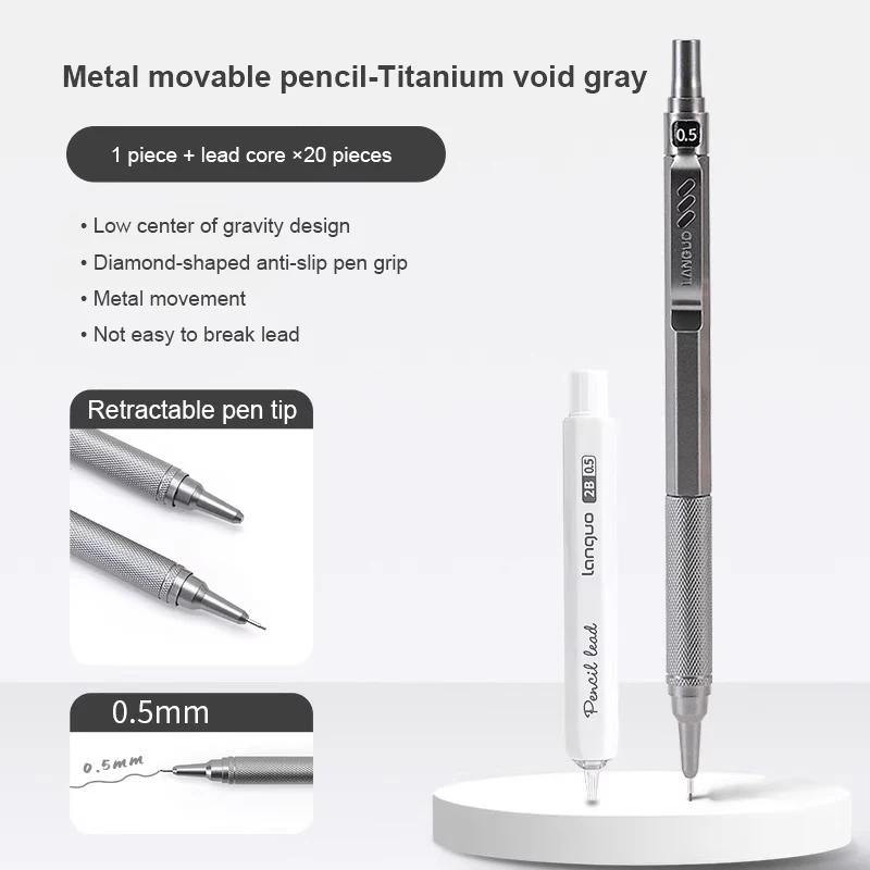 Low Center of Gravity Metal Mechanical Pencil Set 0.3-0.7mm Lead Refill Automatic Pencil Art Sketch Painting Writing Stationery