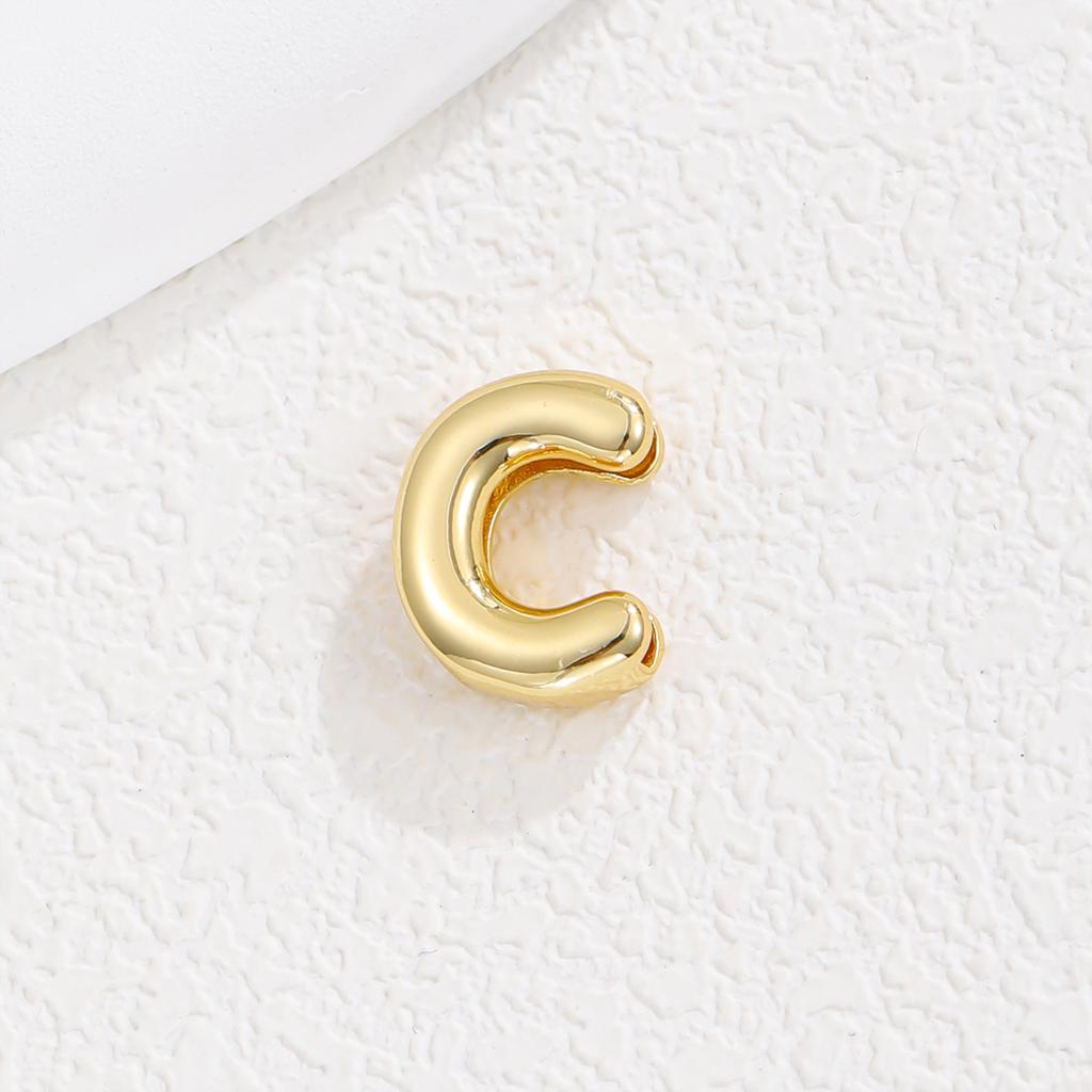 Delicate Chunky Balloon Bubble DIY Initial Letter Pendant Necklace for Women Men Stainless Steel Gold Plated Necklaces