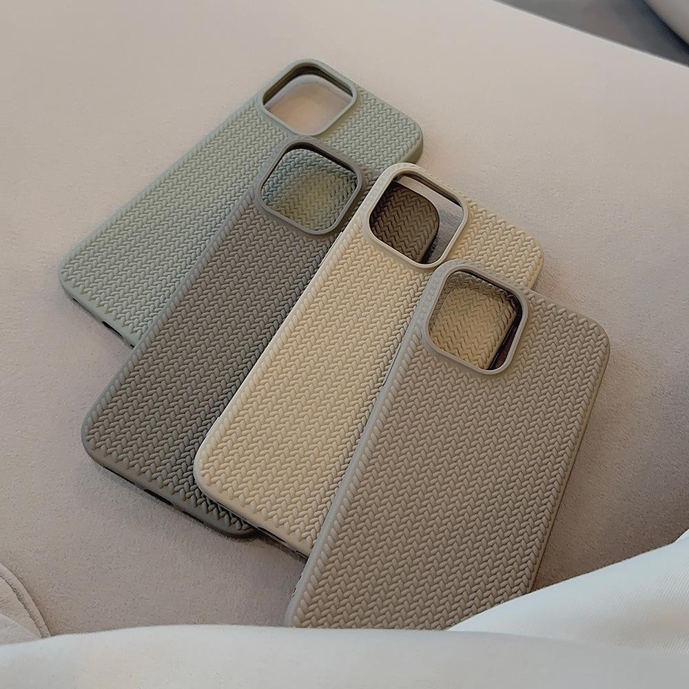 Skin-feel woven texture suitable for iPhone 15, Apple 16 phone case, 14 Pro, high-end feel, 11 retro, X solid color, 13 soft