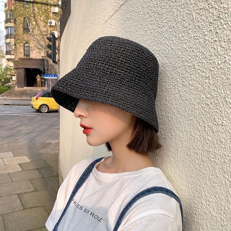 Stro Hoed Dames Kleine Verse K-stijl Trendy Makkelijk te Combineren Japanse Stijl Strand Zon Hoed Zomer Dun Gezicht-bedekkend Geweven Vissershoed