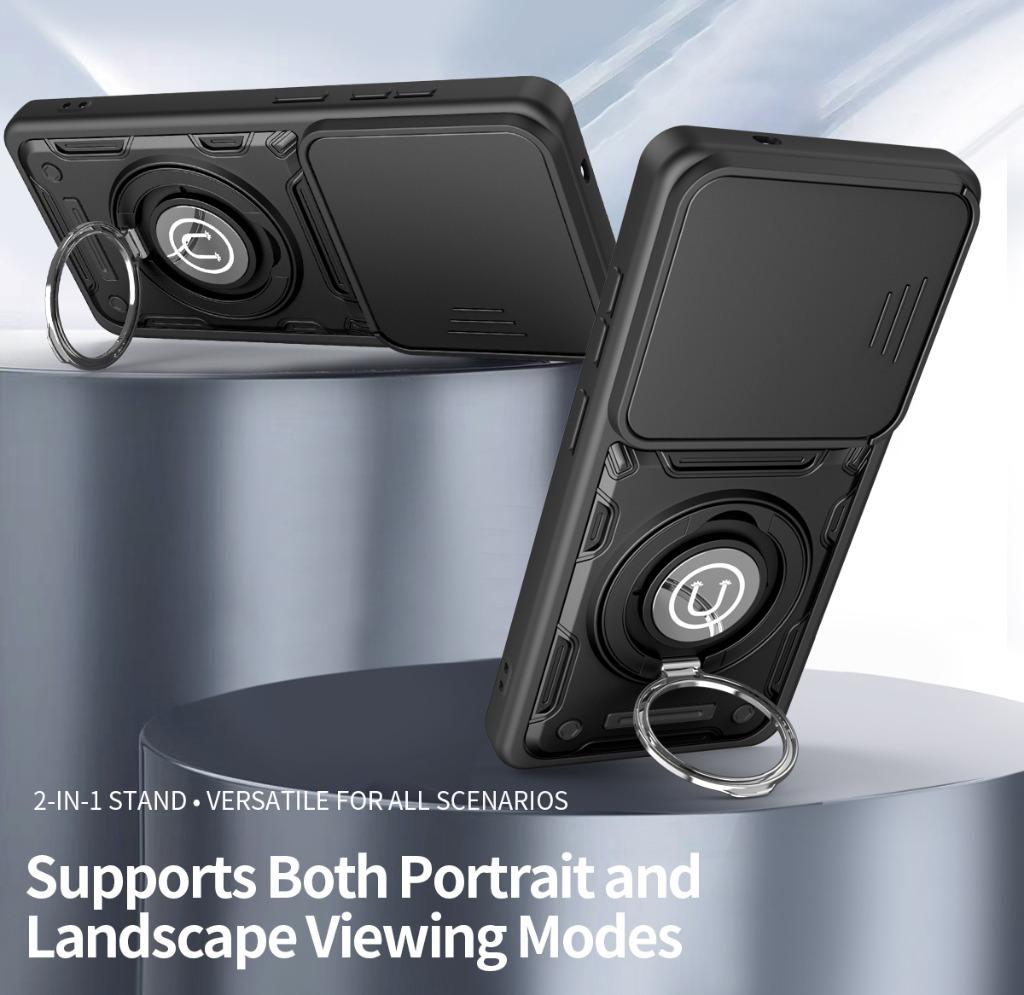 Magnetic 360° Ring Kickstand Phone Case with Slide Camera Cover For Samsung Galaxy S26 Ultra S25 Plus+ S24 FE A57 A37 A17 A07