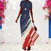 Women Plus Size V Neck Short Sleeve Beige Printed Loose Maxi Dress