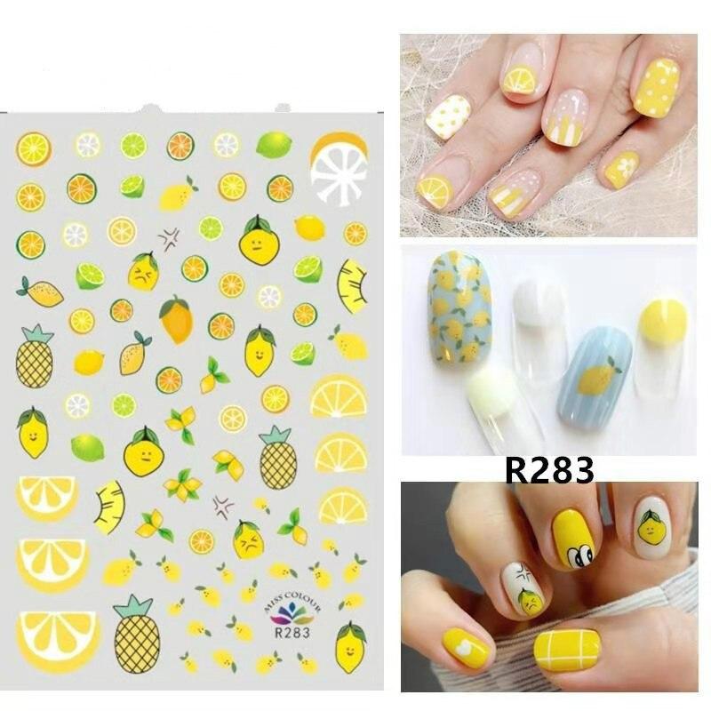 1pc 3D Nail Stickers Spring Summer Natural Flower Leaves Simulation Dried Flower Dragonfly Nail Applique Water Slides Decoration
