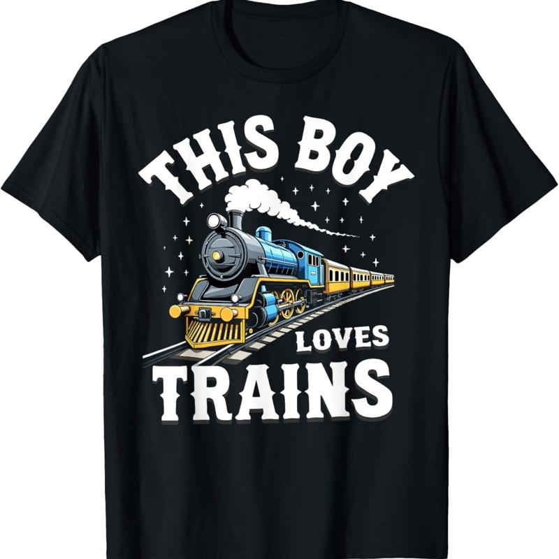 Kids This Boy Loves Trains Locomotive Funny Train Lover T Shirt