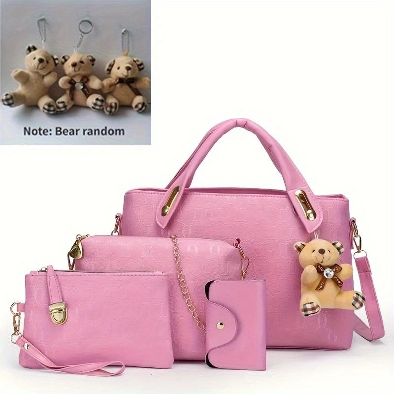 4-piece Set, Brand New Handbag, Shoulder Backpack, PU Leather Cosmetic Bag.