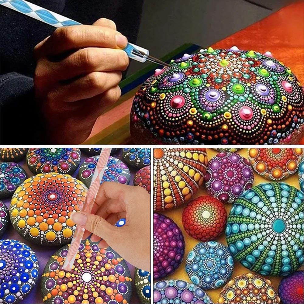Mandala Dotting Tools Painting Stencils Handwork Drawing Stylus DIY Stone Embossing Starter Drawing Stylus Pens Art Kit Tools