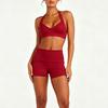 European and American yoga suit running fitness sports underwear Pilates folding shorts yoga suit two-piece set