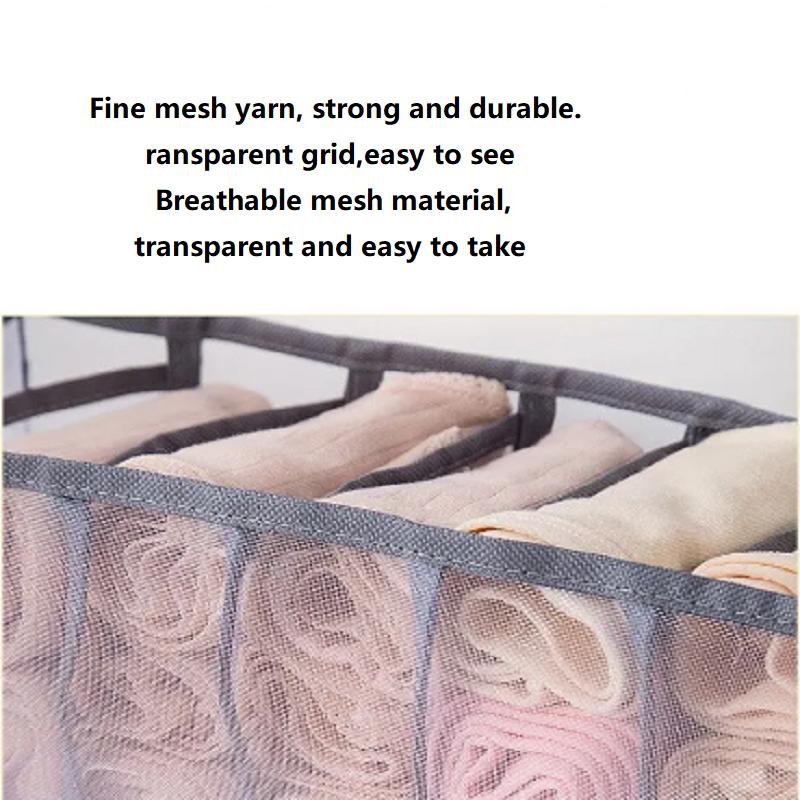 1pc 11 Compartment Collapsible Underwear Storage Box,Nylon Bra Organizer with Breathable Mesh,Foldable Closet Container for Home