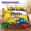 M&M's Muster Bettwäsche, Steppbett Set Bettbezug Kissenbezug Zuhause Geburtstagsgeschenk (1 Bettbezug + 2 Kissenbezüge, ohne Füllung)