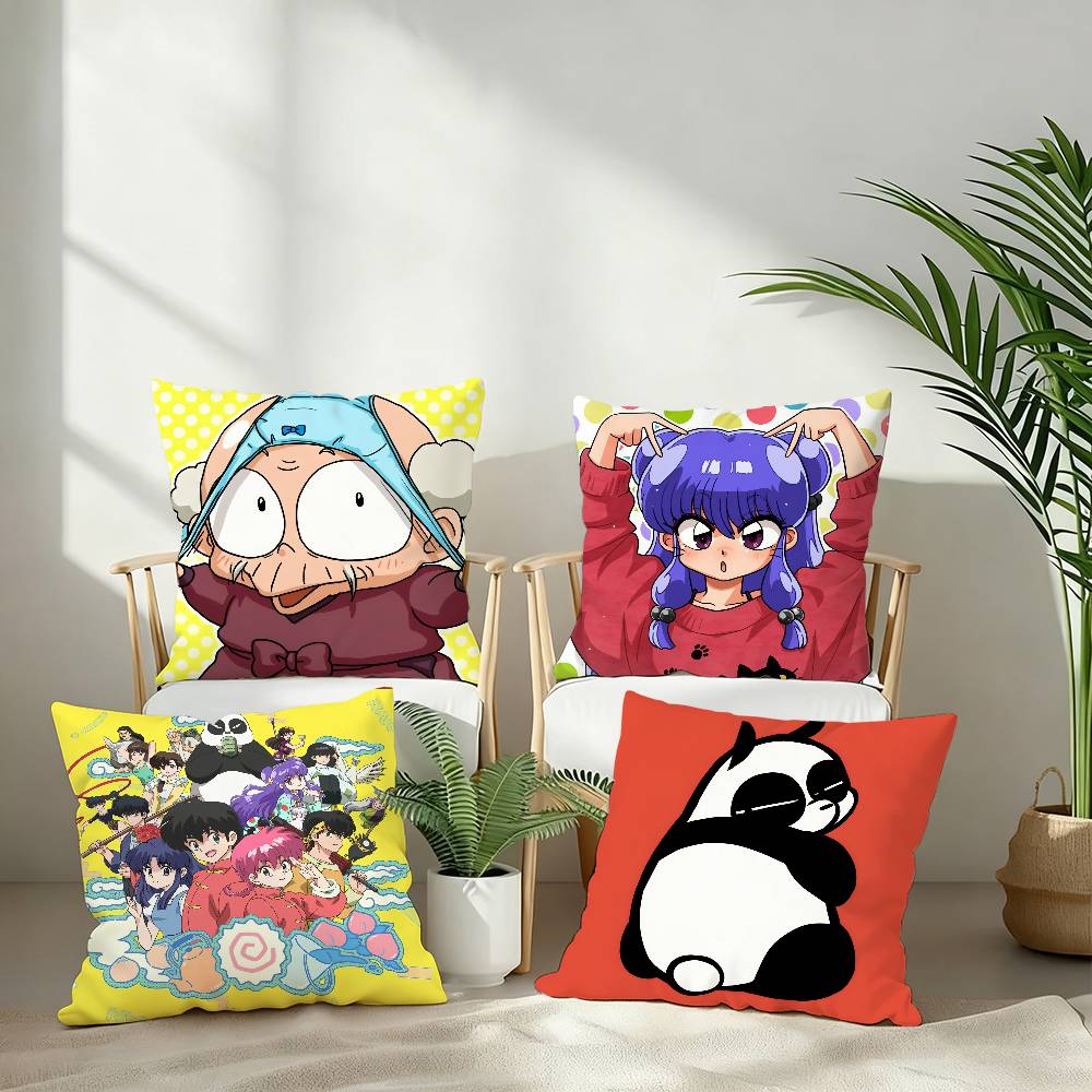 Poszewka na poduszkę z postacią P-chan z kreskówki Ranma Dekoracyjna poduszka na sofę do domu Dwustronny nadruk Krótki plusz Poszewka na poduszkę Prezent świąteczny