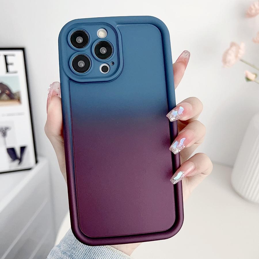 Luxury Dopamine Color Gradient Phone Case for iPhone 16 15 14 13 12 11 Pro Max XR XS MAX 7 8 Plus SE Full Lens Protective Shockproof Soft Cover