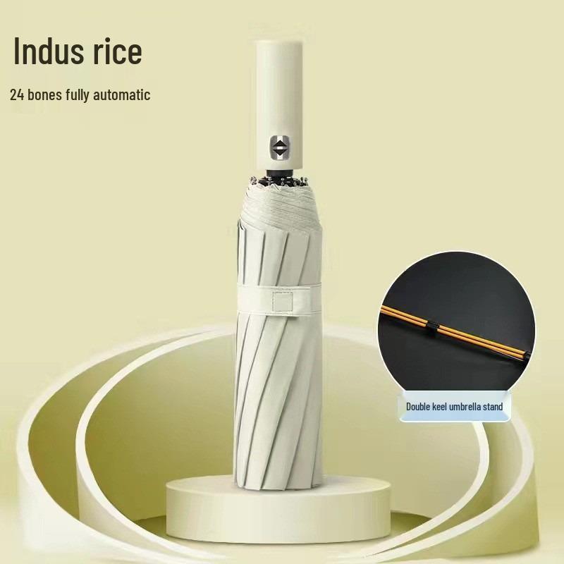 24-Rib Automatic Folding Umbrella: High-End, Large, UV Protection for All Weather