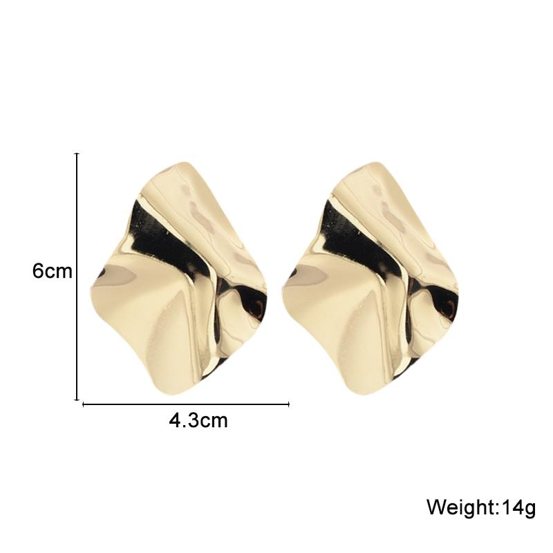 New Exaggerated Irregular Metal Piece Dangle Earrings for Women Uneven Folded Gold Color Metal Hanging Earrings brincos